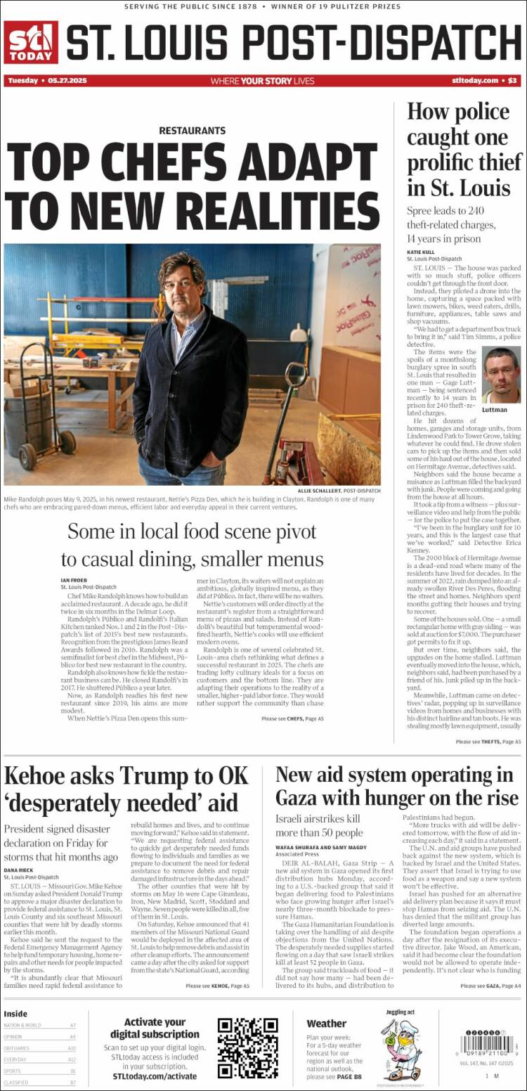 Portada de St. Louis Post-Dispatch (USA)