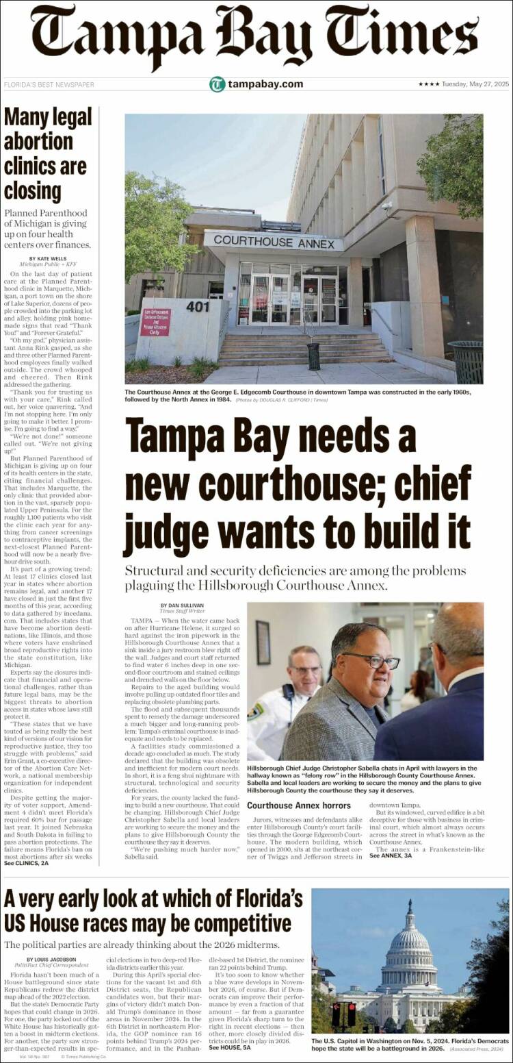 Portada de Tampa Bay Times (USA)