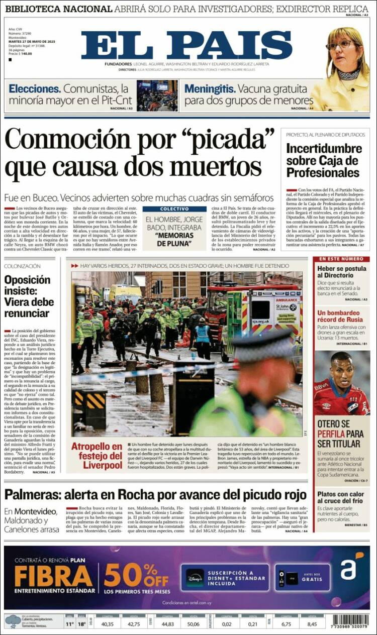 Portada de El País (Uruguay)
