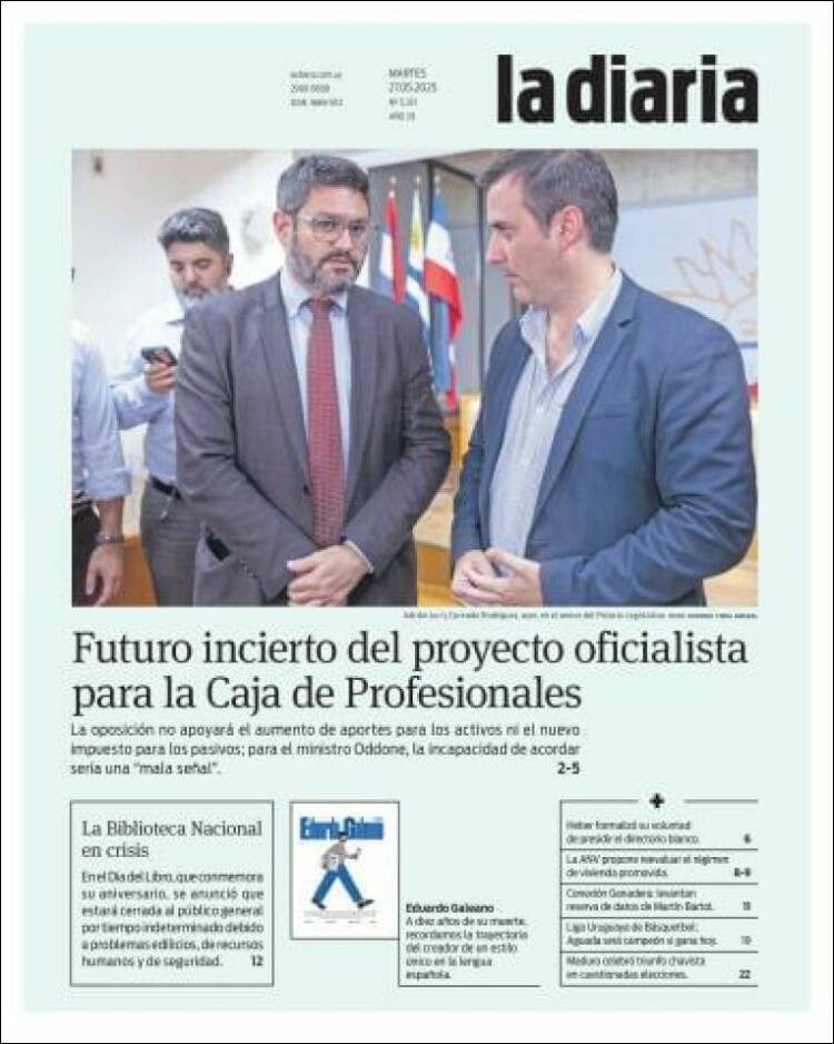 Portada de La Diaria (Uruguay)