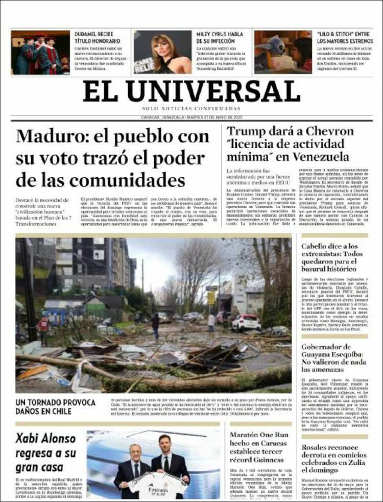 Portada de Universal (Venezuela)