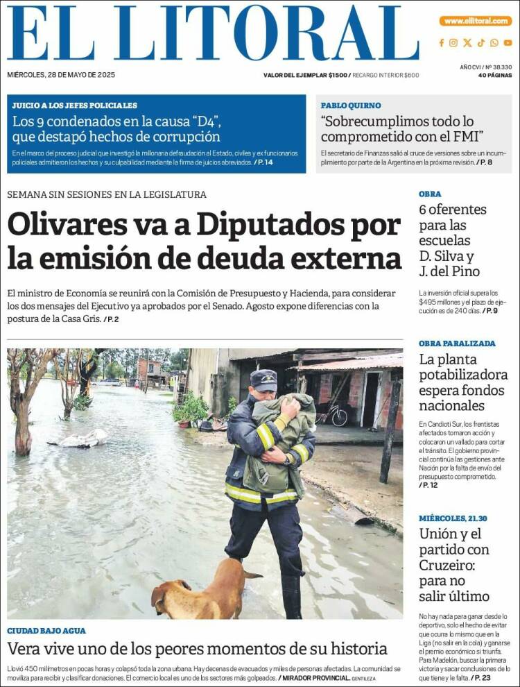 Portada de Diario El Litoral (Argentina)