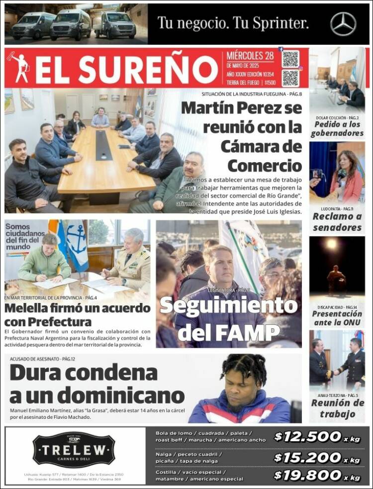 Portada de Diario El Sureño (Argentina)