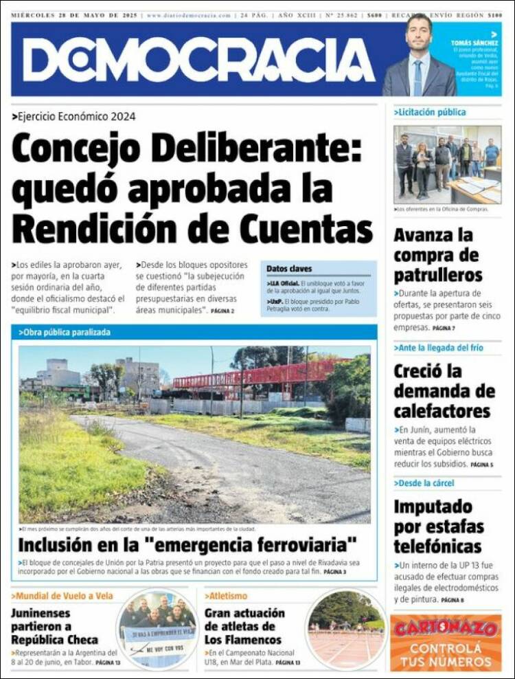 Portada de Diario Democracia (Argentina)
