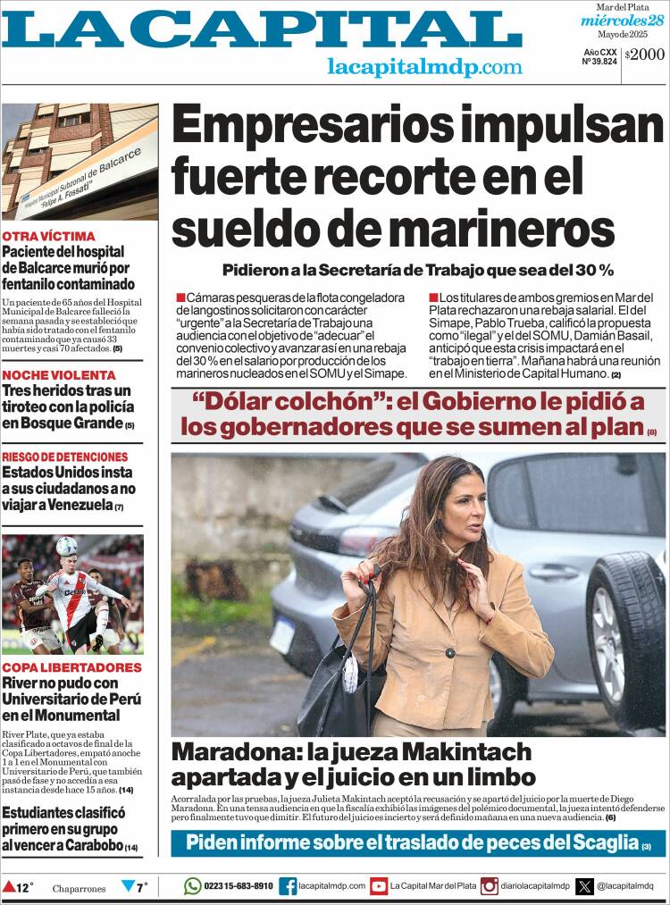 Portada de Diario La Capital - Mar del Plata (Argentina)