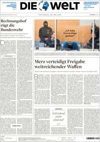 Portada de Die Welt (Germany)
