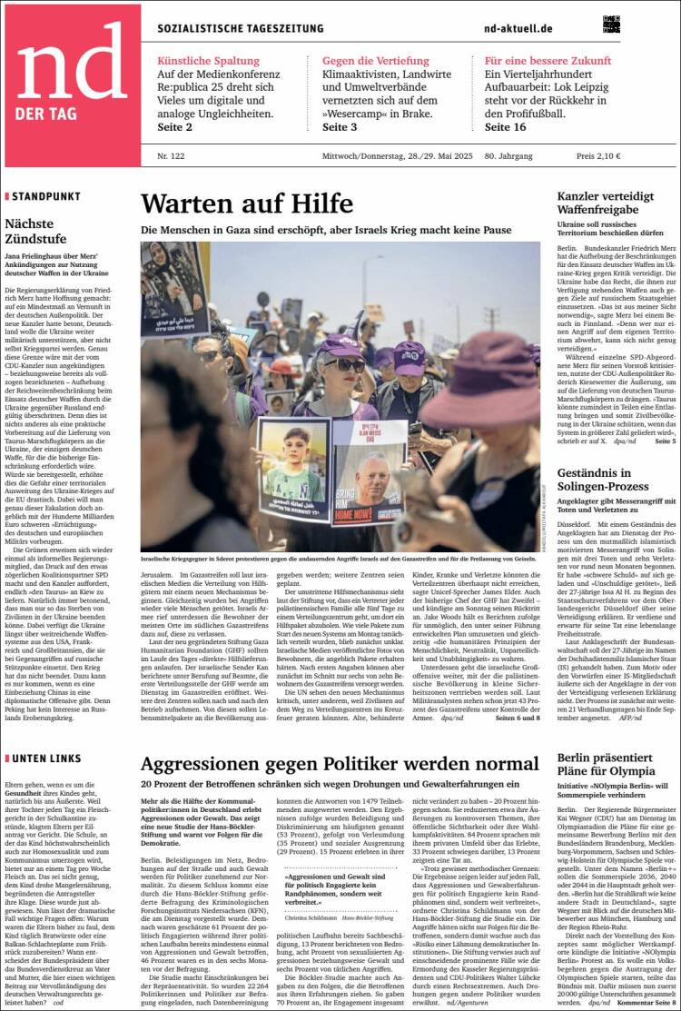 Portada de Neues Deutschland (Germany)