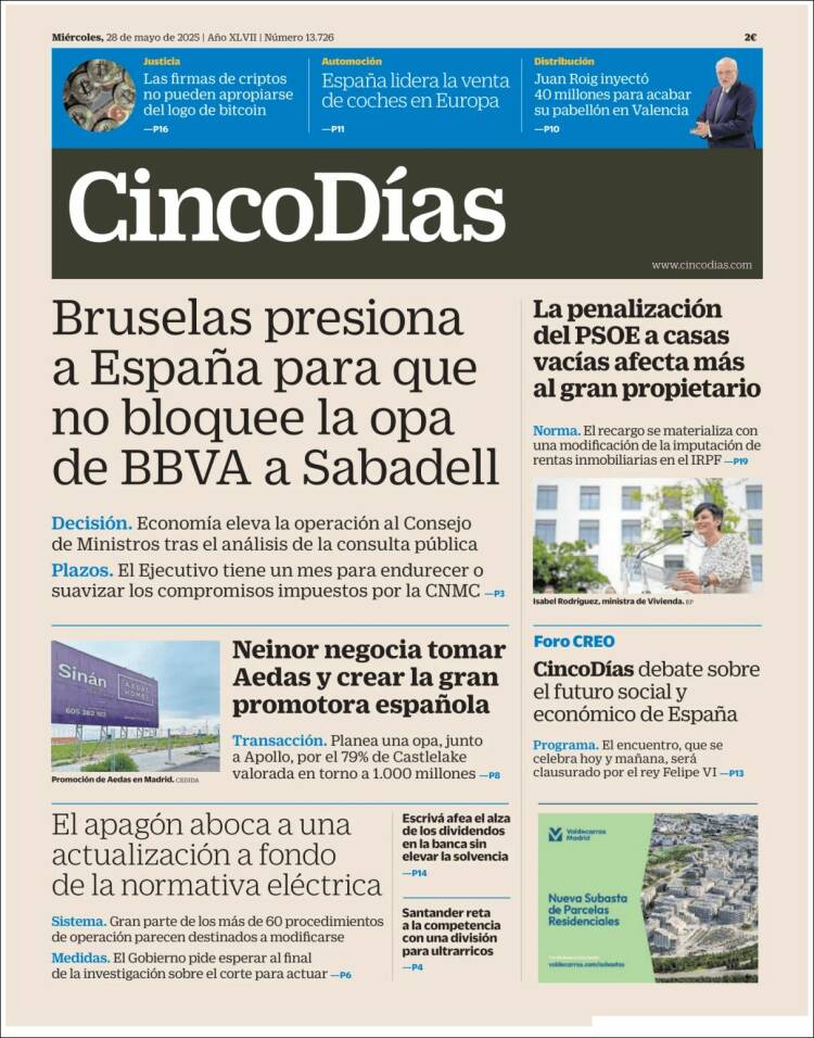 Portada de Cinco Días (Spain)