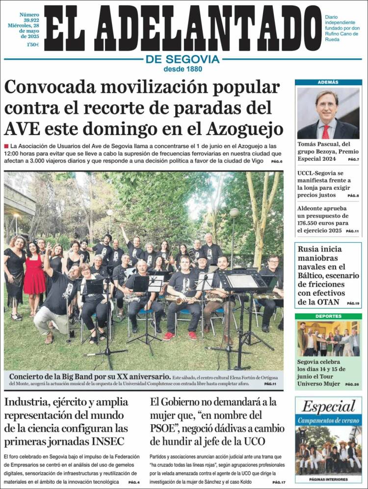 Portada de El Adelantado de Segovia (Spain)