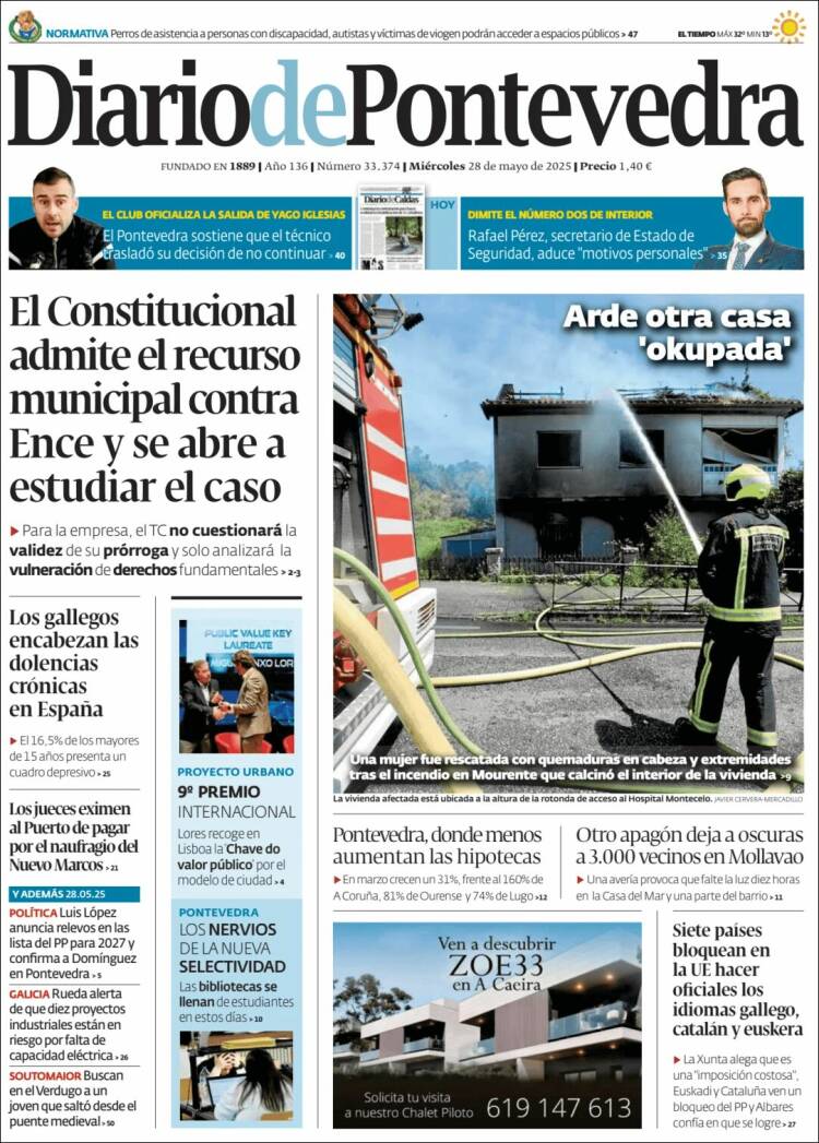 Portada de Diario de Pontevedra (Spain)