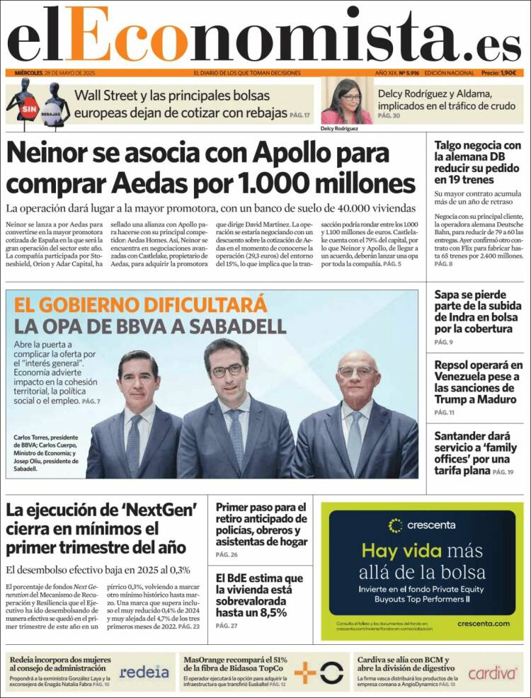 Portada de El Economista (Spain)