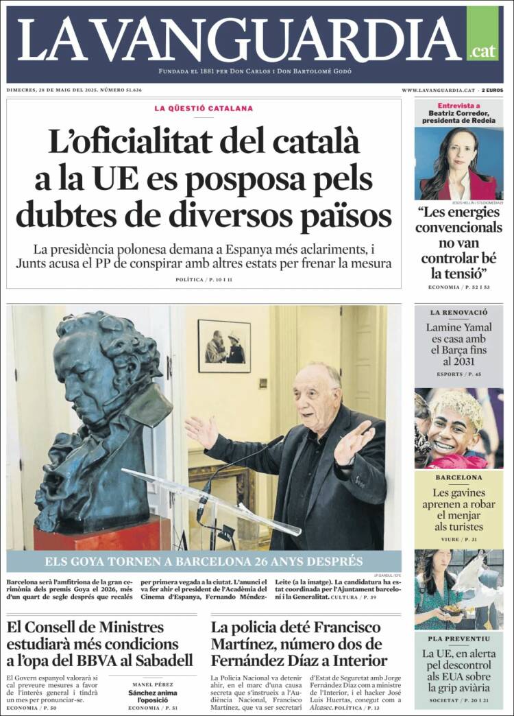 Portada de La Vanguardia (Spain)
