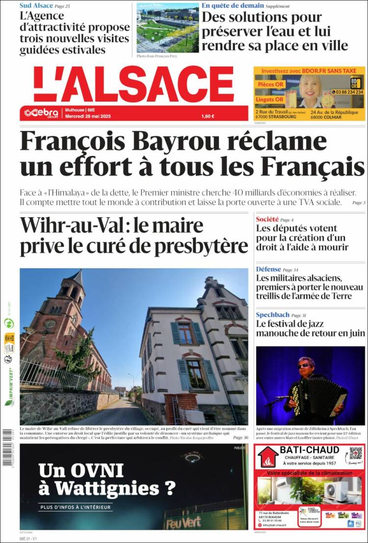 Portada de Journal L'Alsace (France)