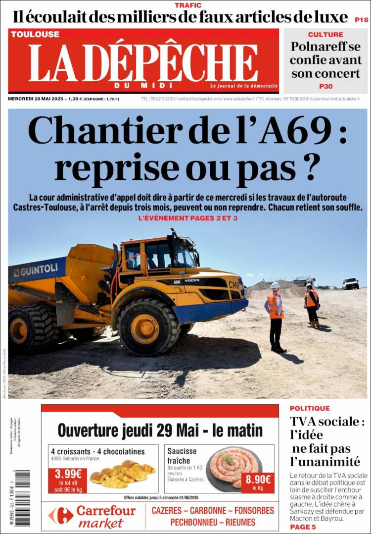 Portada de La Dépêche du Midi (France)