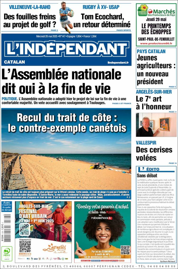 Portada de Le Indépendant (Francia)