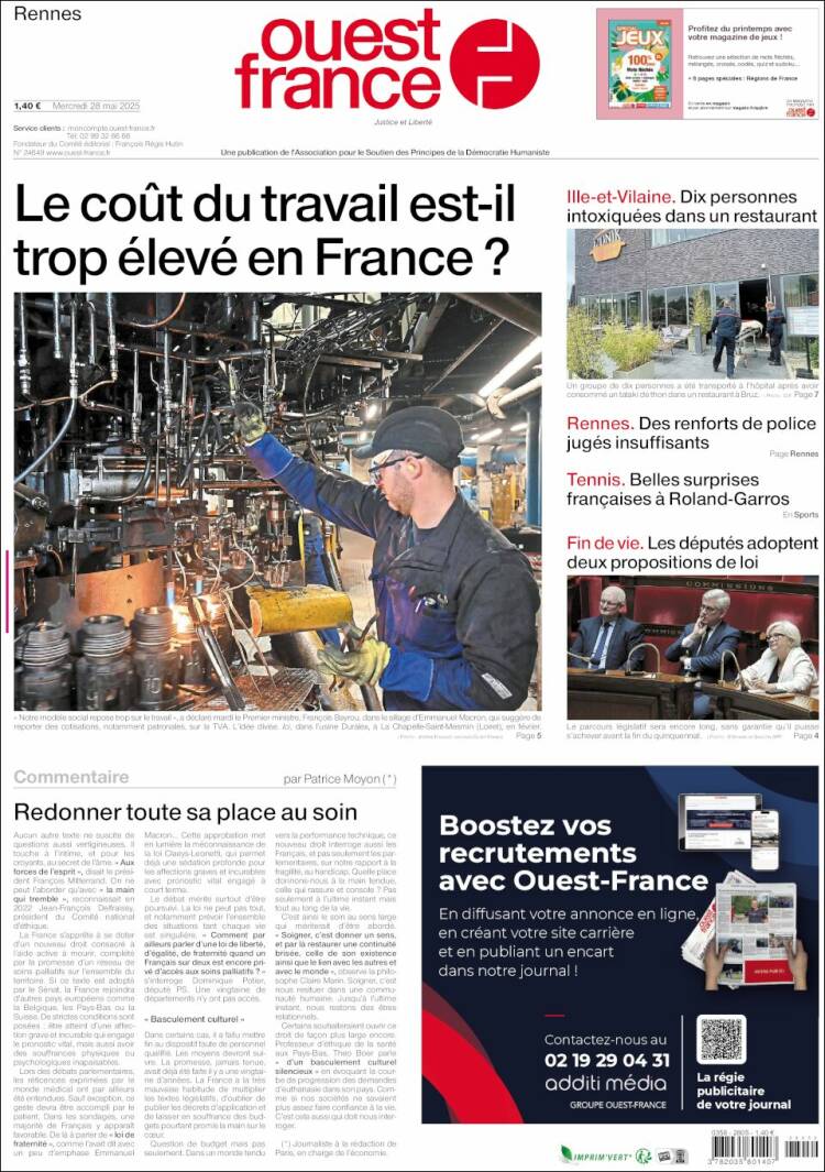 Portada de Ouest France (France)