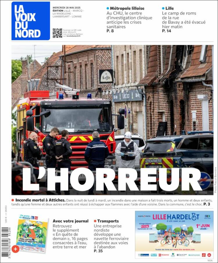 Portada de La Voix du Nord (France)