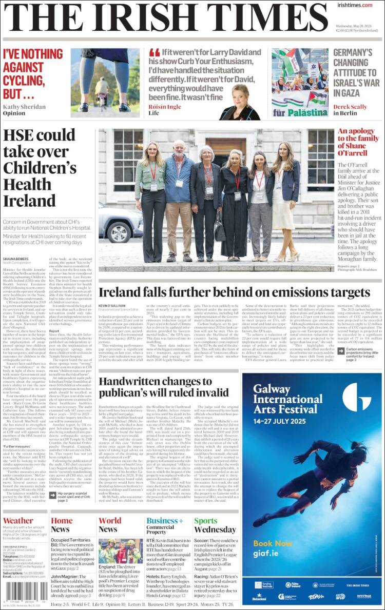 Portada de Irish Times (Ireland)