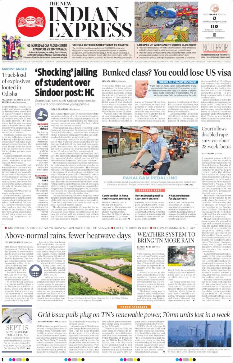 Portada de New Indian Express (India)