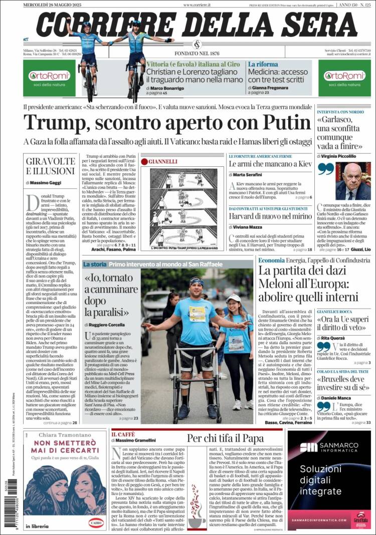 Portada de Corriere della Sera (Italy)