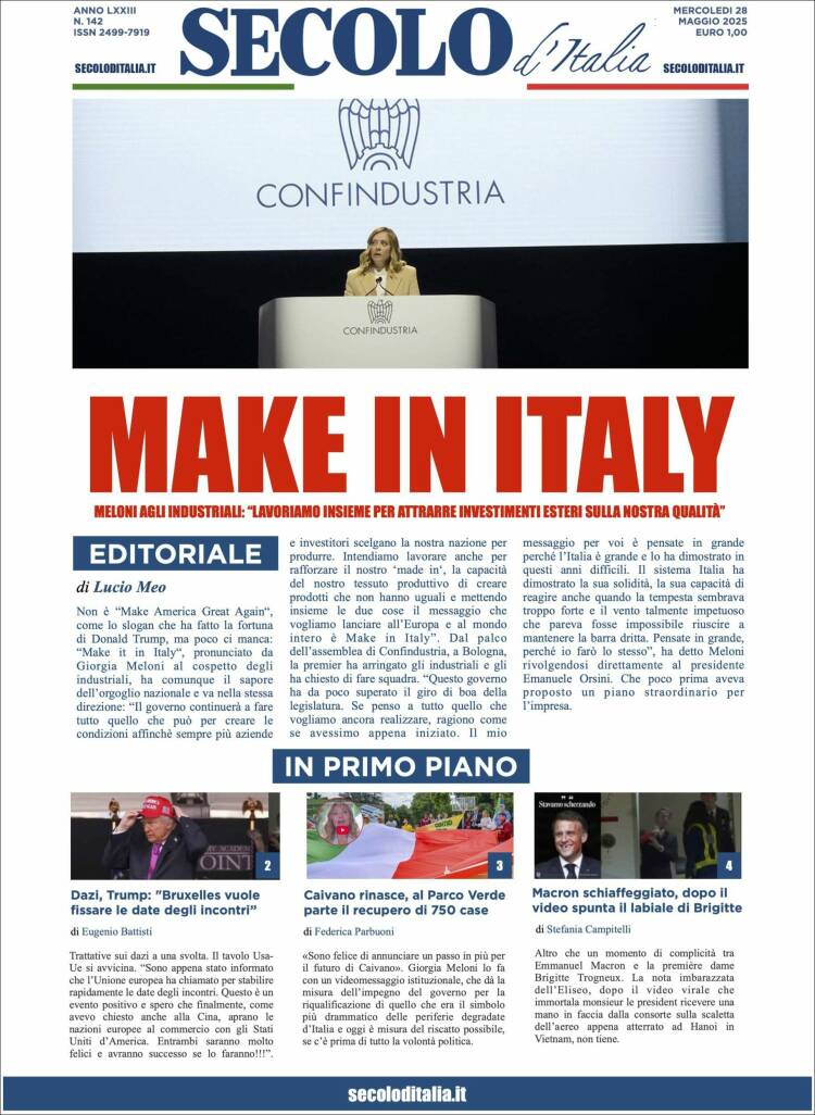 Portada de Secolo d'Italia (Italy)