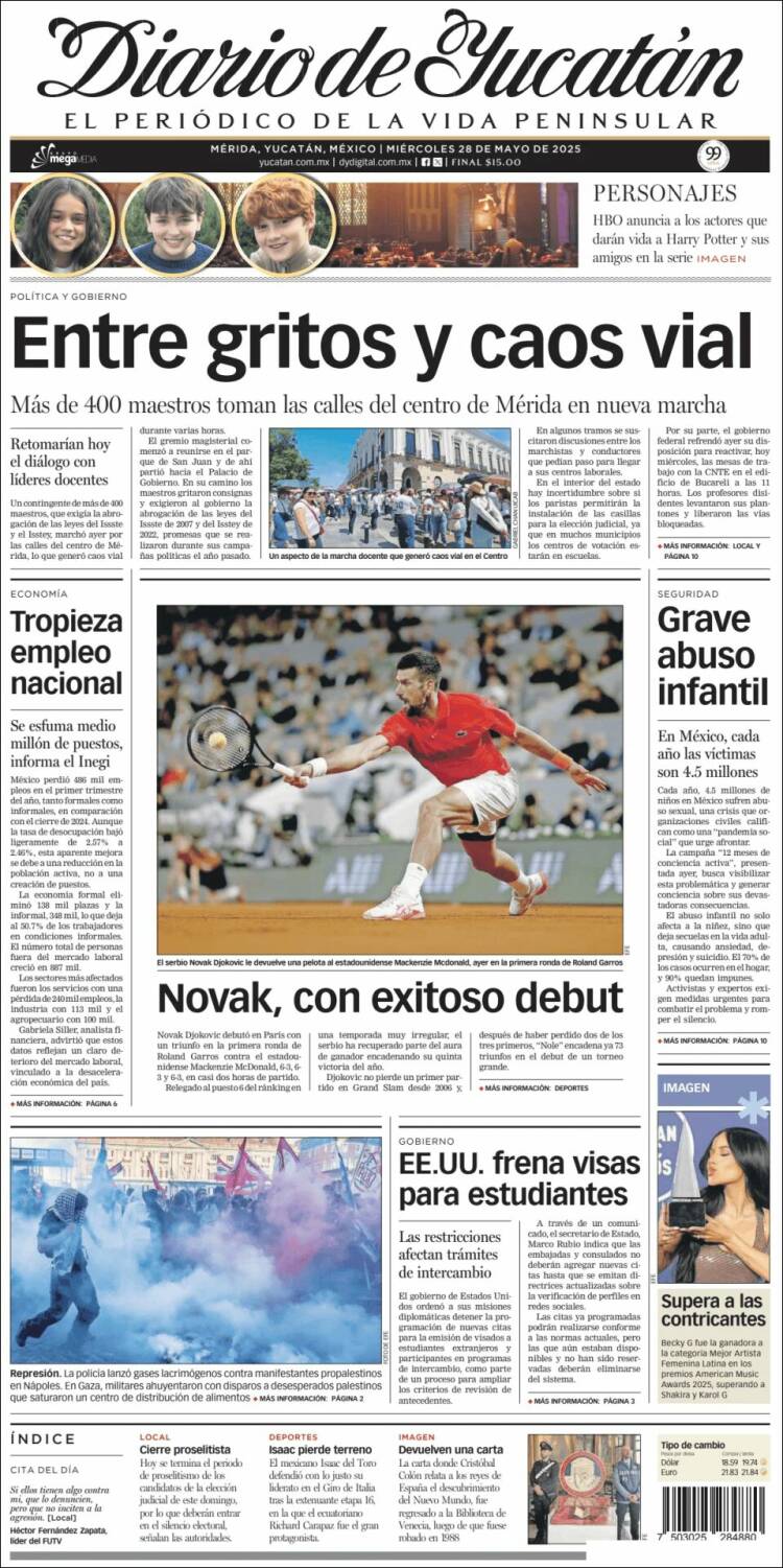 Portada de Diario de Yucatán (Mexico)