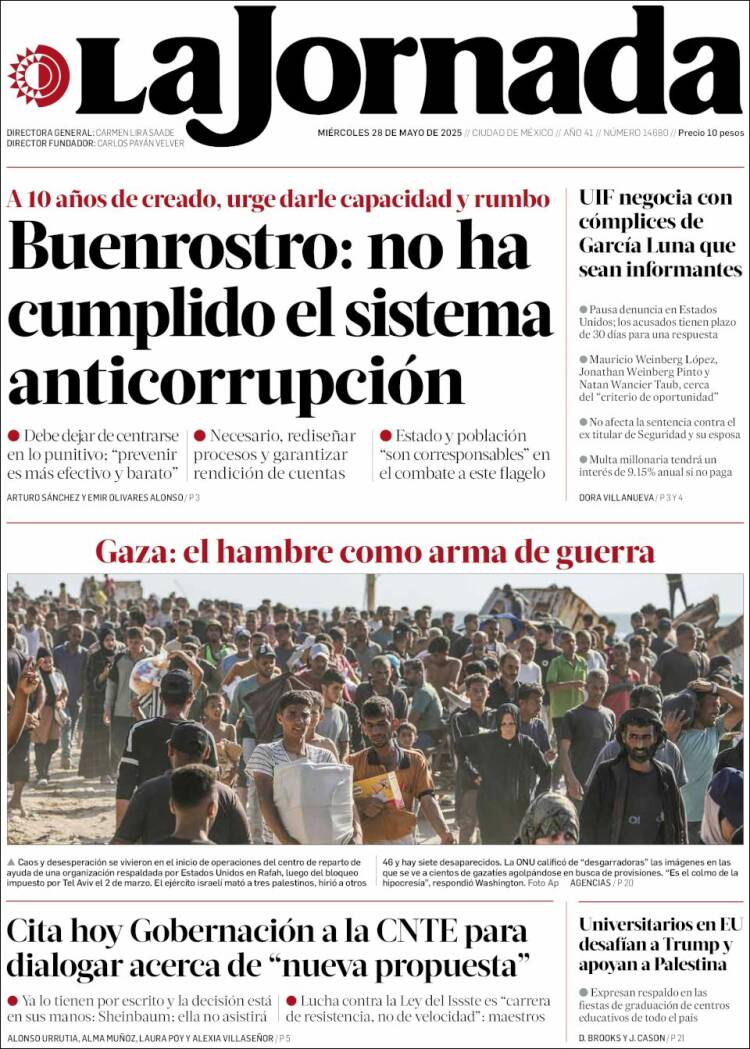 Portada de La Jornada (México)