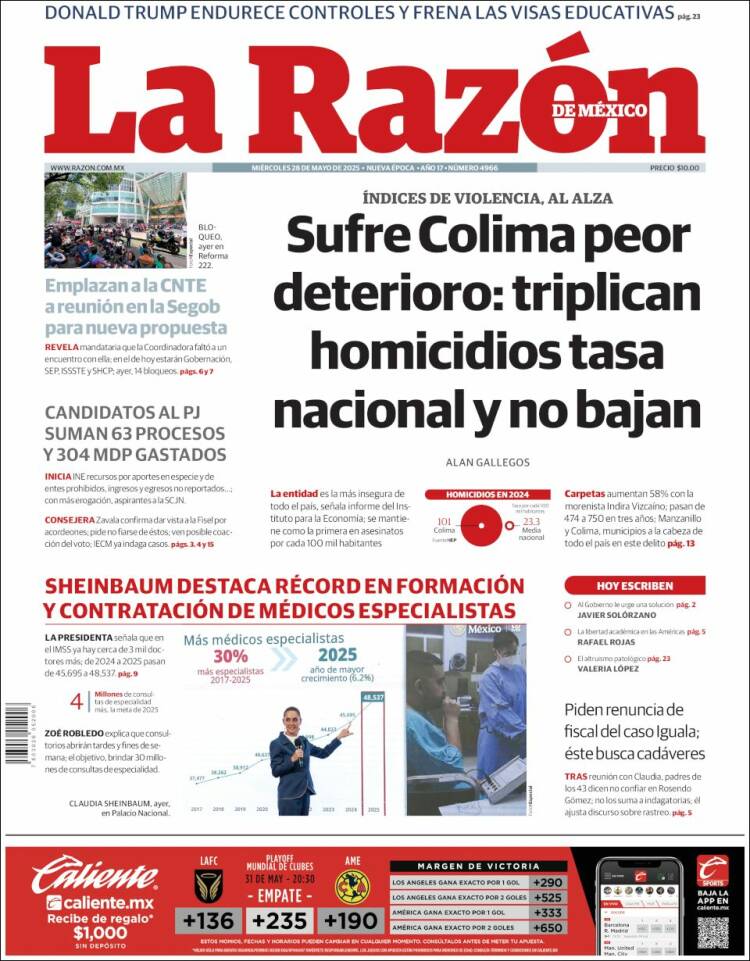 Portada de La Razón (México)