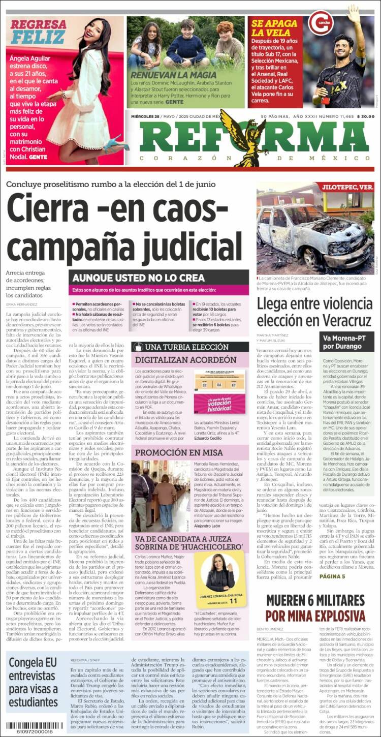 Portada de Reforma (Mexico)