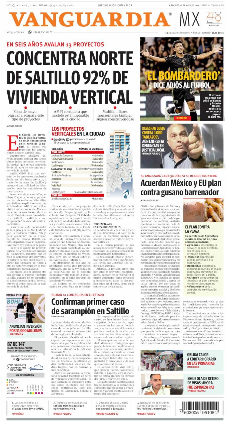 Portada de Vanguardia (Mexico)