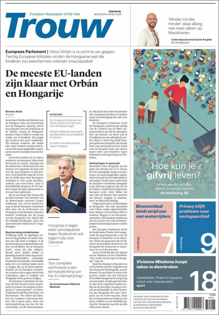 Portada de Trouw (Países Bajos)
