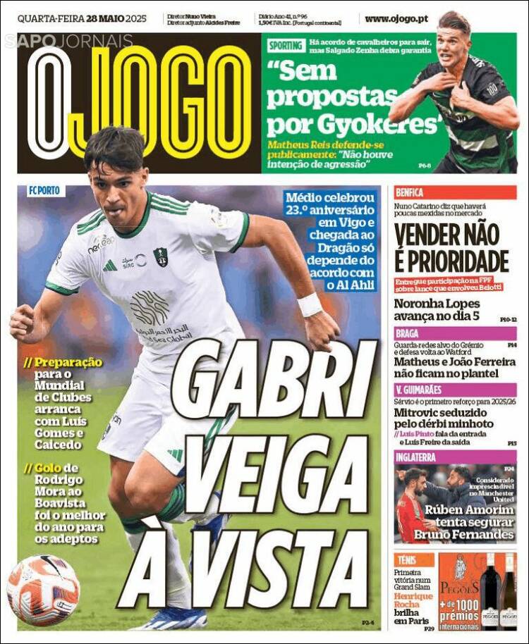 Portada de O Jogo (Portugal)