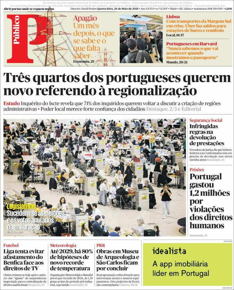 Portada de Público (Portugal)