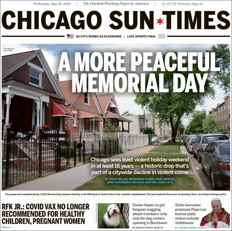 Portada de Chicago Sun-Times (USA)