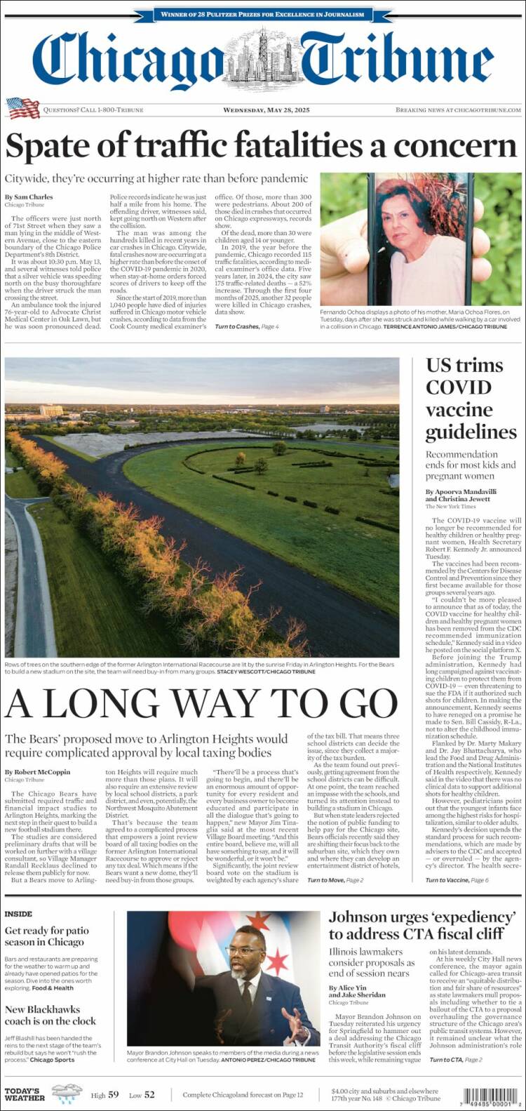 Portada de Chicago Tribune (USA)