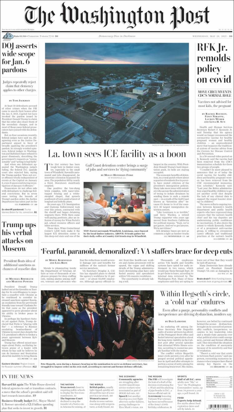 Portada de The Washington Post (USA)
