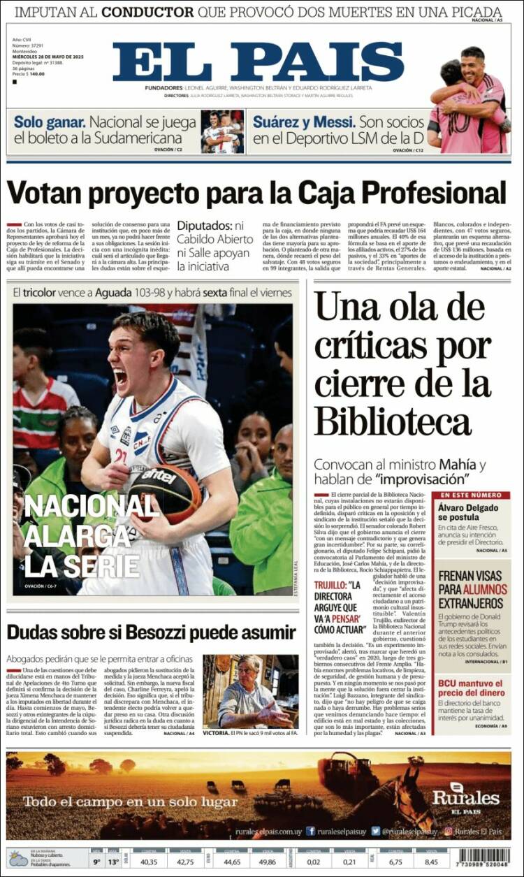 Portada de El País (Uruguay)