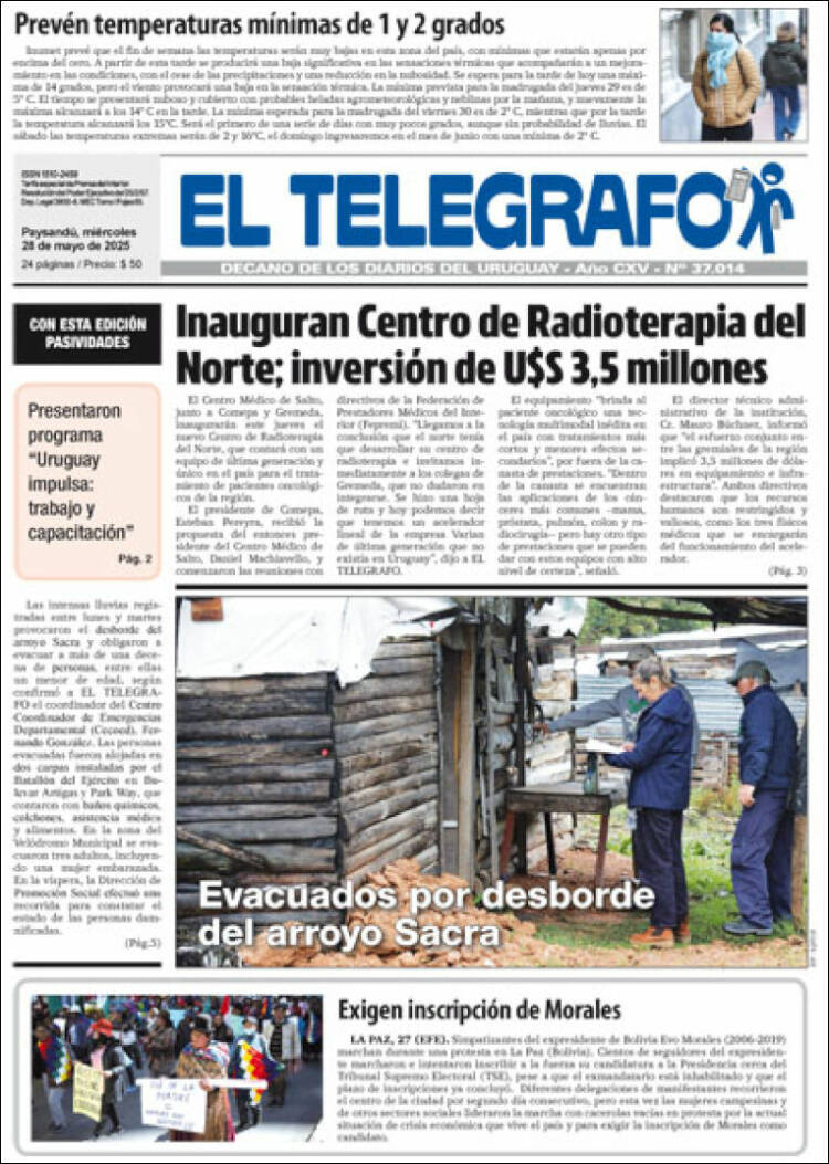 Portada de El Telégrafo (Uruguay)