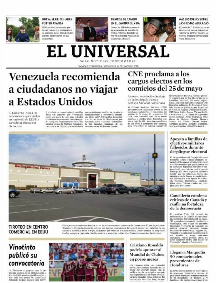 Portada de Universal (Venezuela)