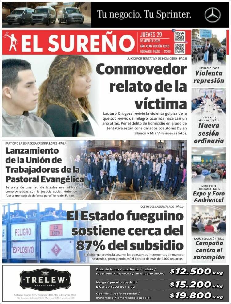 Portada de Diario El Sureño (Argentina)