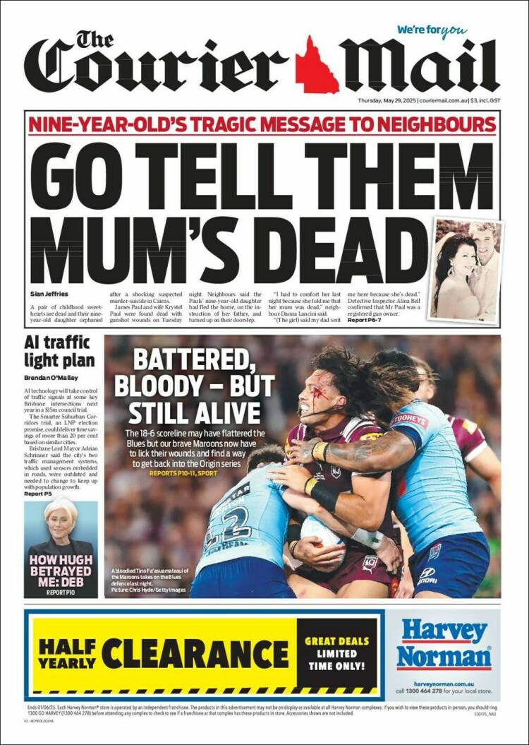 Portada de The Courier-Mail (Australia)