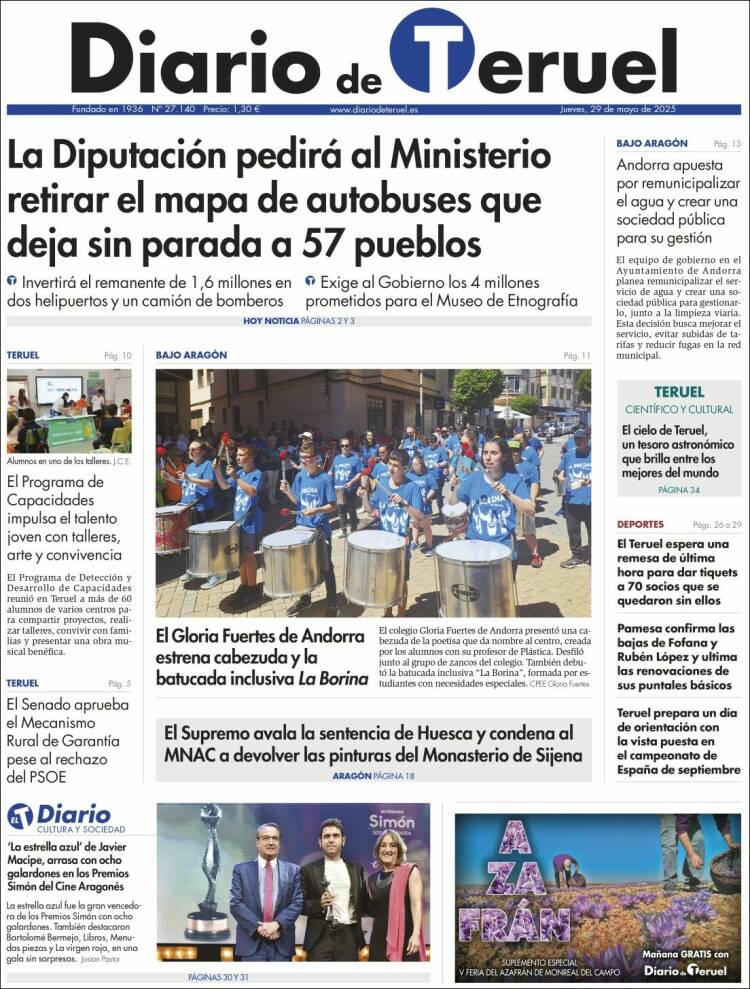 Portada de Diario de Teruel (Spain)