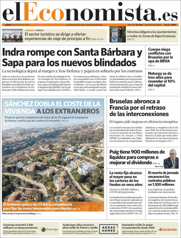 Portada de El Economista (Spain)