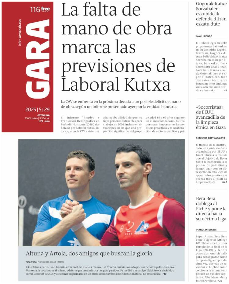 Portada de Gara (Spain)