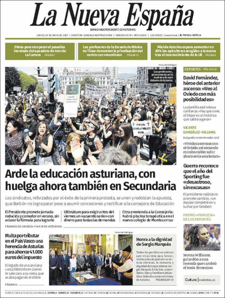 Portada de La Nueva España (Spain)