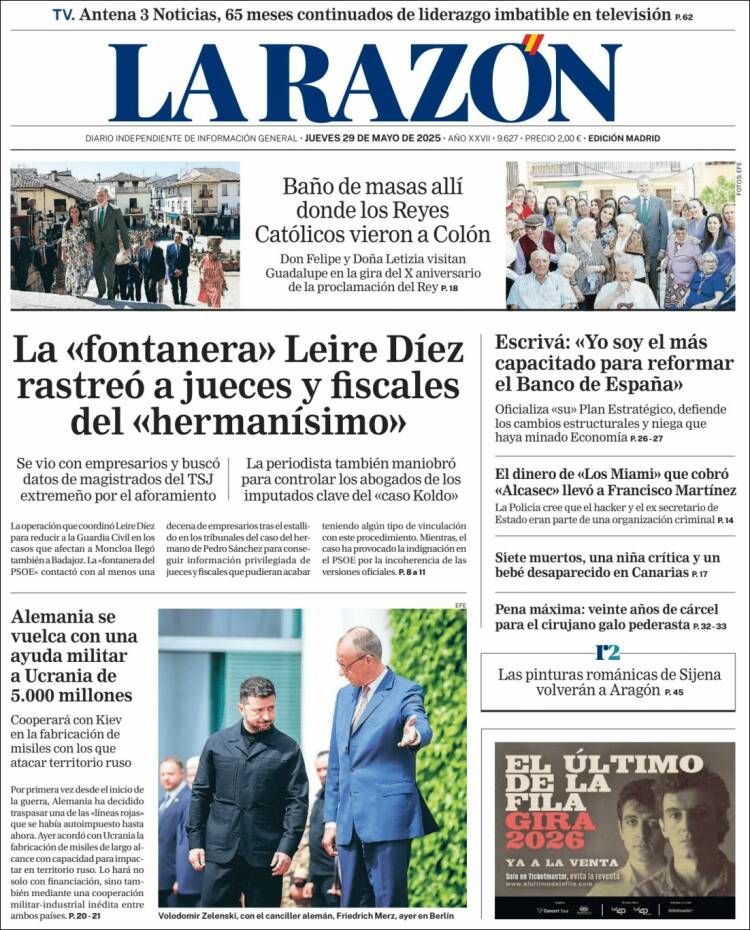 Portada de La Razón (Spain)