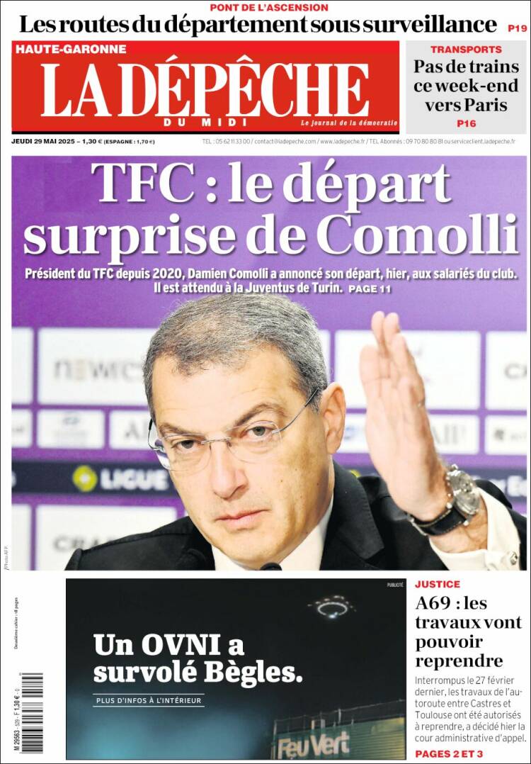 Portada de La Dépêche du Midi (France)