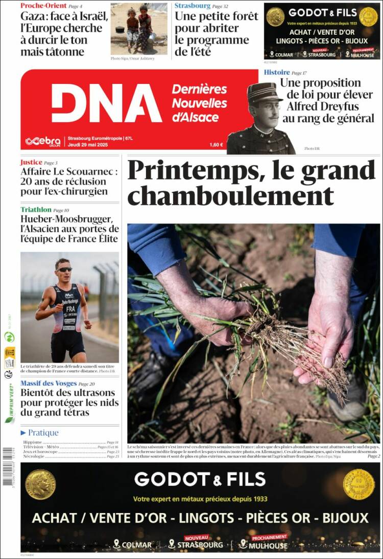 Portada de Les Dernières Nouvelles d'Alsace (France)