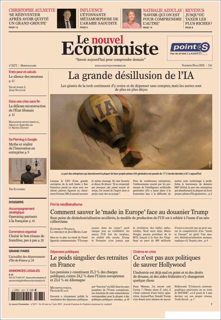 Portada de Le nouvel Economiste (Francia)