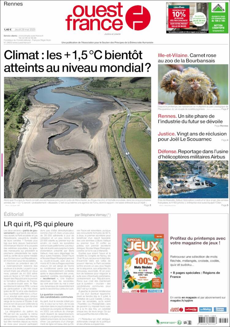 Portada de Ouest France (France)